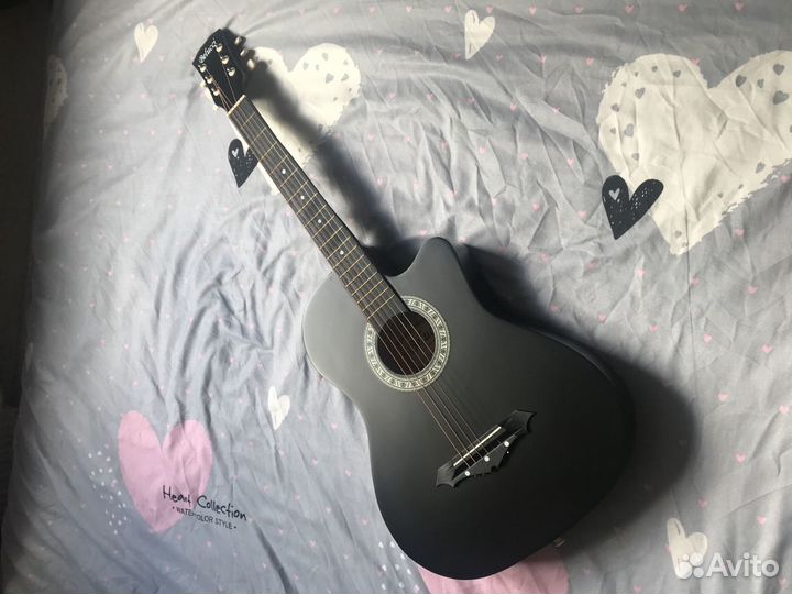 Новая Акустическая гитара матовая черная