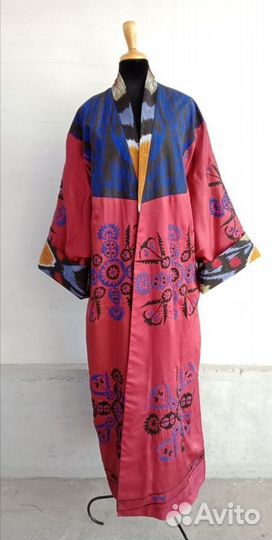 Узбекский халат из сюзане и иката. Кимоно