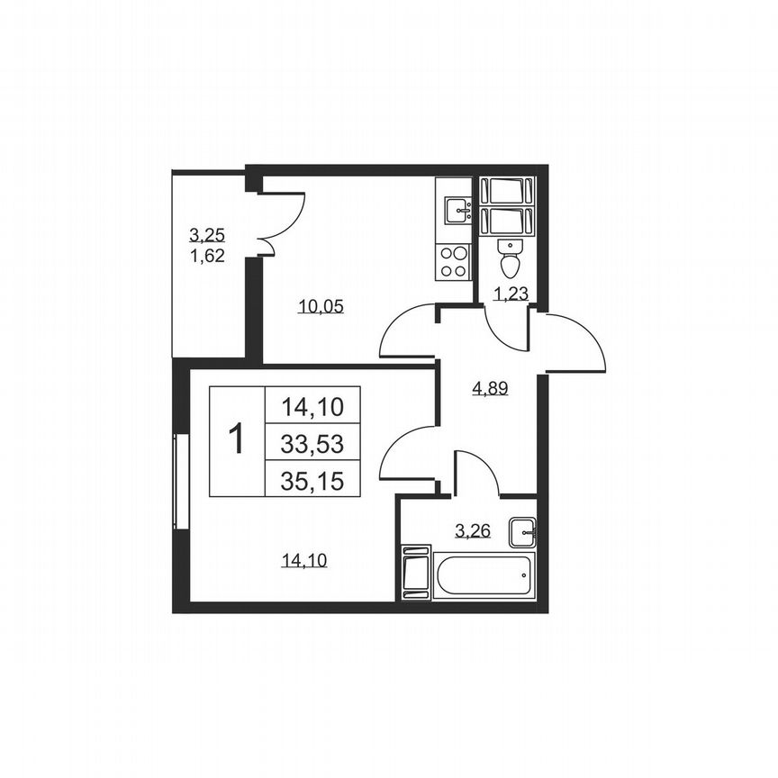 1-к. квартира, 35,2 м², 18/19 эт.