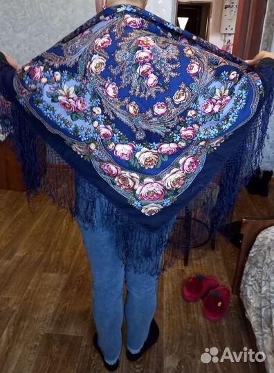 Павловопосадский платок шерсть 1.5 м 1.5м