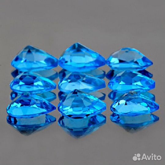Топаз натуральный 4,14Ct 9шт 6х4мм Swiss Blue pear