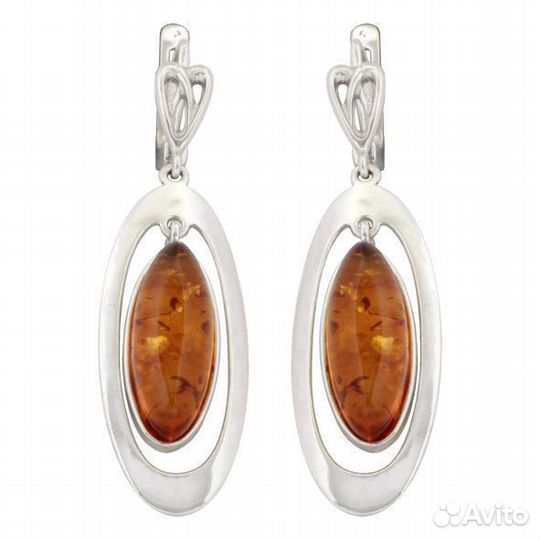 Серьги серебро с янтарем