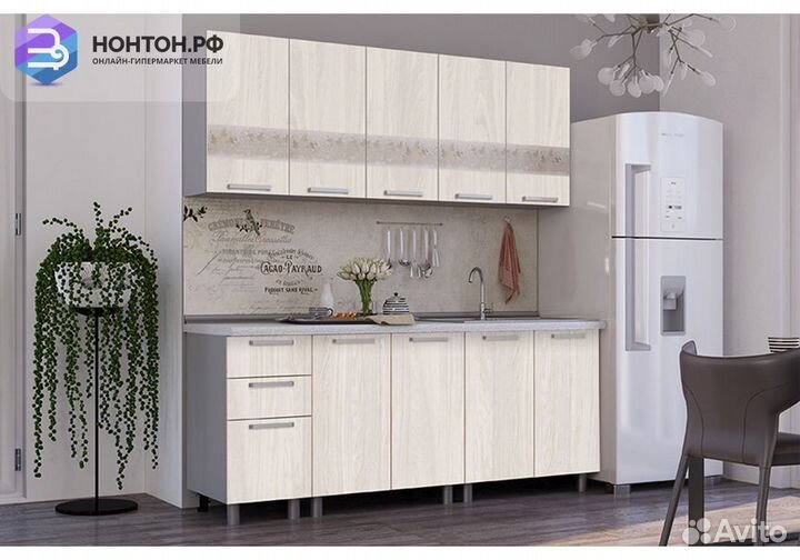 Кухня Амели 2.0м ясень белый