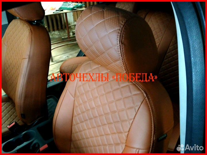 Чехлы Ford Focus 2 из экокожи коричневые Ромб