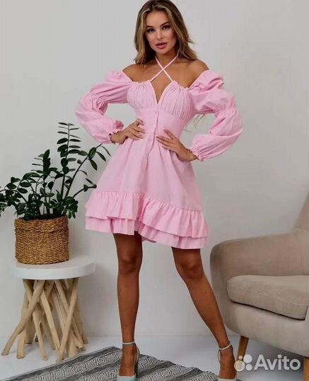 Платье женское розовое