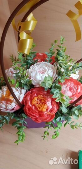 Букет пионов из мыла