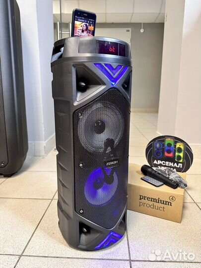 Мощная напольная блютуз колонка портативная караок