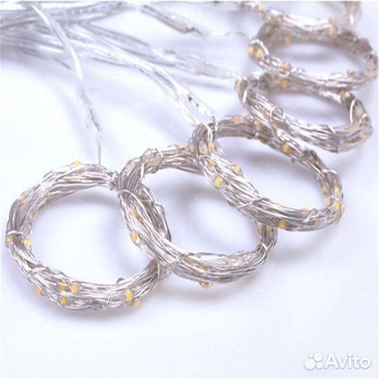 Гирлянда-штора Огонёк LED(3х3м,300ламп,белая-тепл)