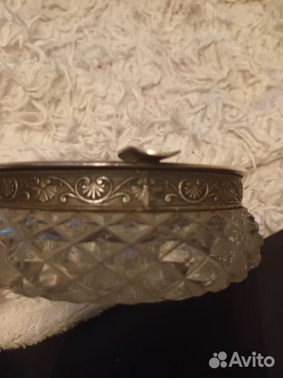 Хрустальная пепельница СССР серебро