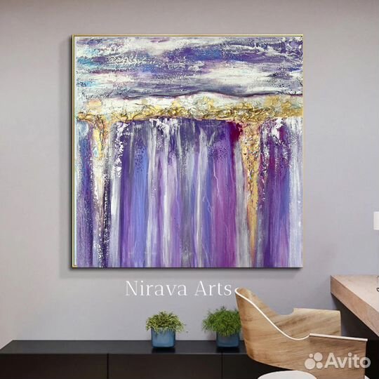 Лофт картина масло/холст 60x60 картина фиолетовая