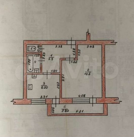 1-к. квартира, 43 м², 1/2 эт.