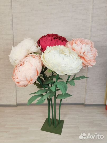 Большие ростовые цветы Пионы для фотозоны и декора