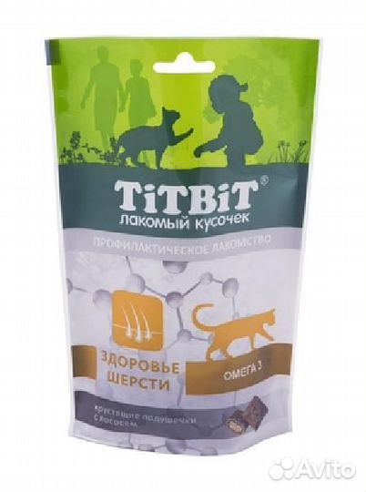 Titbit Хрустящие подушечки для кошек с лососем для