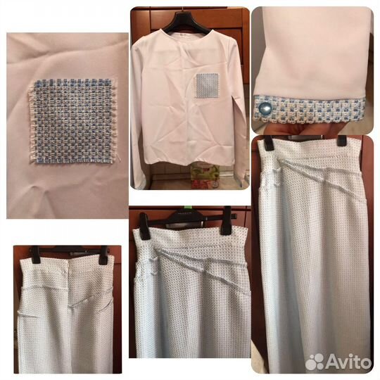 Костюм юбка с блузой, дизайнерский, 42-44 размер