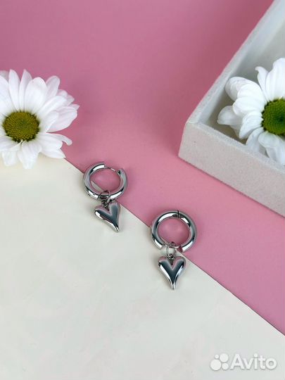 Серьги конго с сердечками