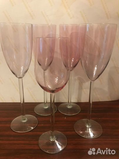 Калининские бокалы из розового стекла, 22 см СССР