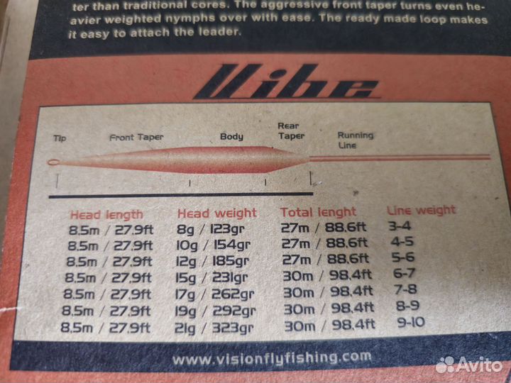 Шнур нахлыстовый Vision Vibe 85 #6 интермедиа