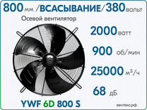 Вентилятор осевой YWF6D-800S, всасывание, диаметр