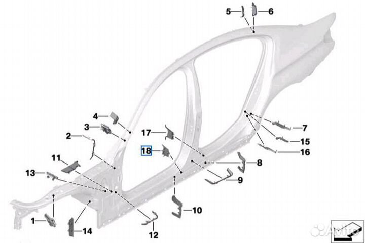 BMW 5 серия Фасон.дет.внутр.нижн.ч.лев.пер.стойки