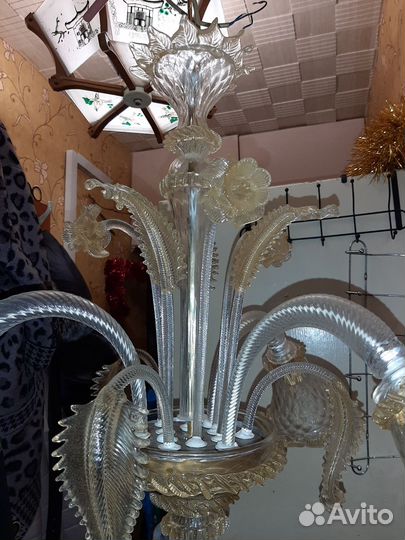 Люстра потолочная италия murano позолота