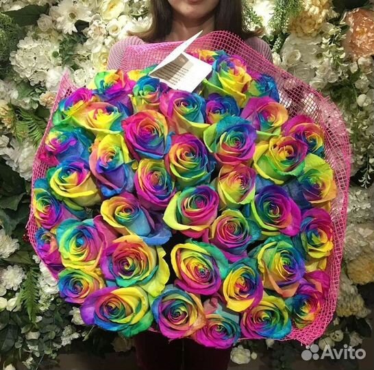 Радужные розы Букеты с доставкой