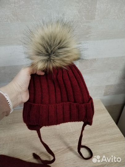 Шапка зимняя, снуд для девочки, мальчика 6-7лет