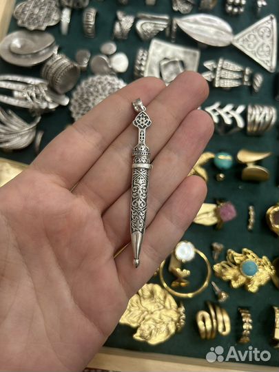 Кулон из серебра кинжал сьемный