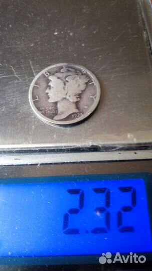 Монета старый сша(меркурий) 1925год.серебро