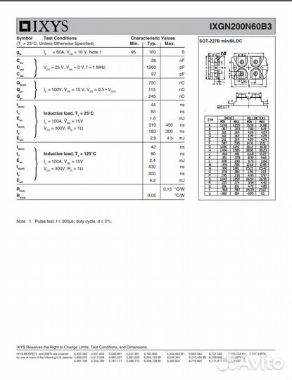 Транзистор igbt ixgn200N60B3 N-канал 200А 600B