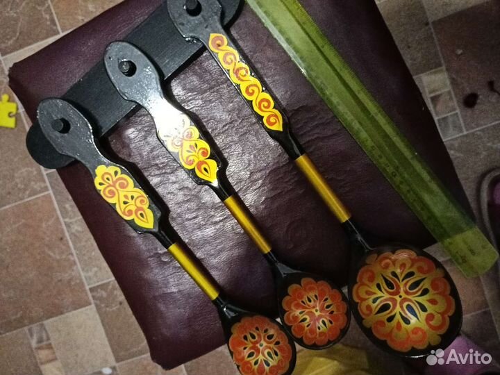 Кухонный набор СССР ложки деревянные хохлома