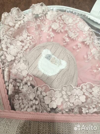 Комплект на выписку зимний для девочки. Конверт