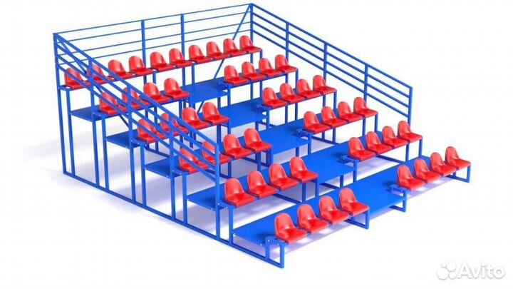 Трибуна с сидениями, шестирядная, с ограждением Pioner A13599