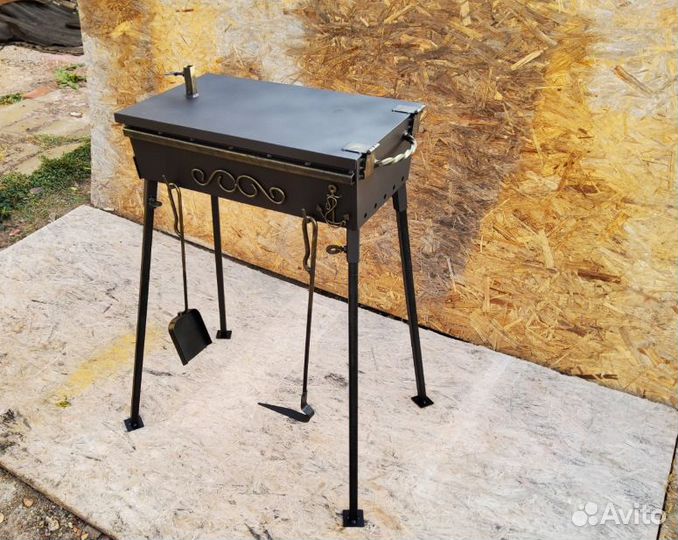 Очаг для казана с мангалом с крышкой разборный