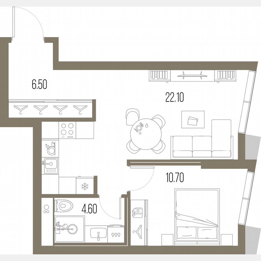 1-к. квартира, 43,9 м², 32/58 эт.
