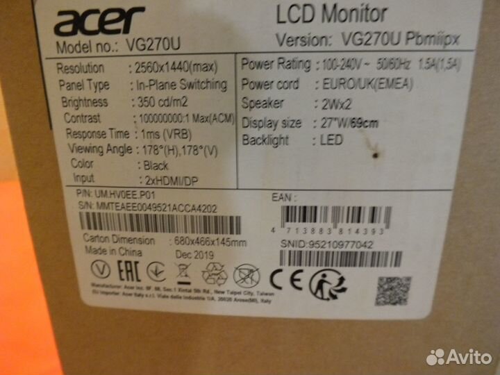 Монитор Acer 27