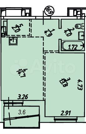 1-к. квартира, 43 м², 7/18 эт.