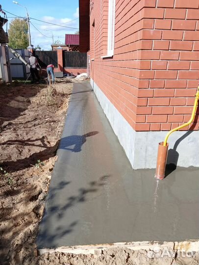 Фундамент Бетонные работы Отмостка Дорожки Заезды