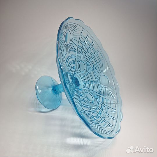 Редкая винтажная ваза Солнышко Купоросное стекло