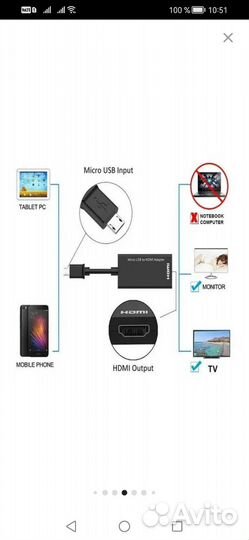 Адаптер, переходник с micro USB на hdmi