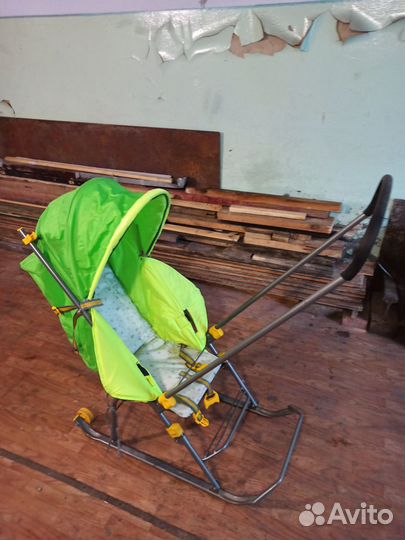 Детские санки коляска с колесами