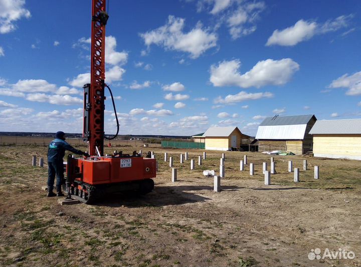 Фундамент на ж/б сваях, забивка жб свай Устюжна