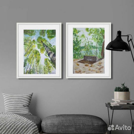 Картина акварелью Берёзовая роща