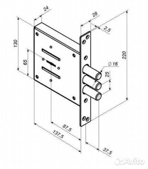 Замок врезной дверной сувальдный cerber С1-В 016