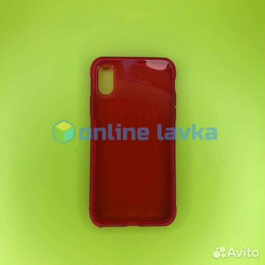 Чехол силикон блестки для iPhone X, Xs Red
