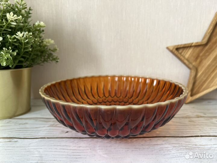 Ваза для фруктов цветное стекло салатник СССР