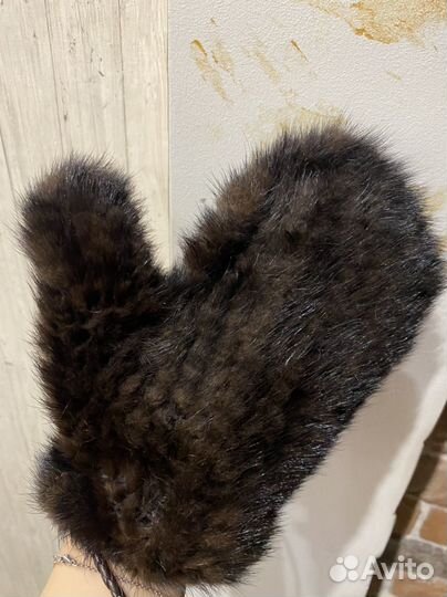 Варежки женские вязанная норка