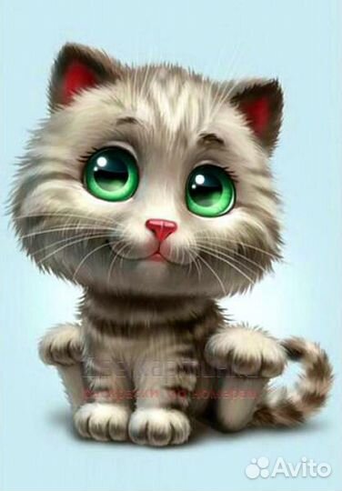 Картина по номерам 20x30 Котенок с красивыми глазк