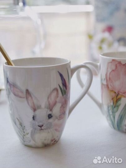 Кружка зайка в ирисах