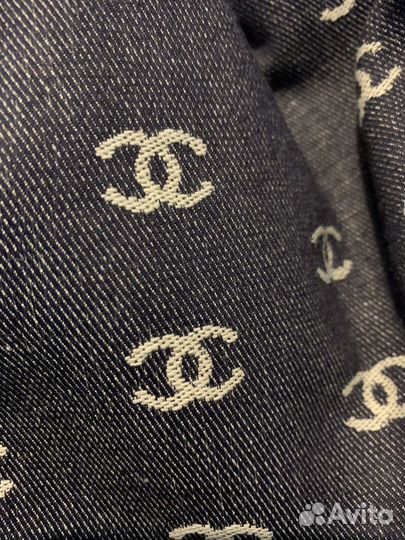 Ткань Италия джинс Chanel с лого