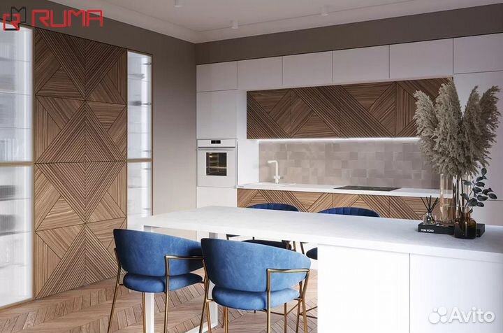 Кухня белая прямая с островком цена за всё